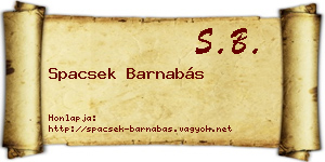 Spacsek Barnabás névjegykártya