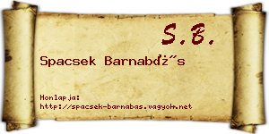 Spacsek Barnabás névjegykártya